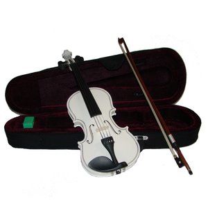 New Real 1/10 Size White Violin with Case and Bow